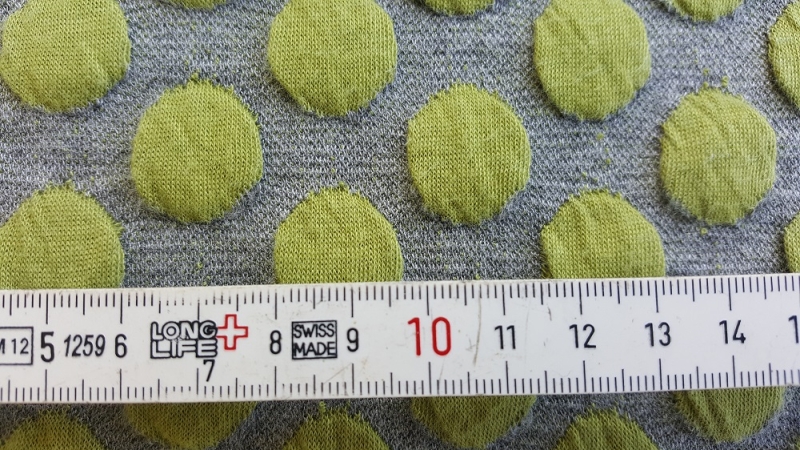 Steppstoff 3D Tupfen grau-melange/grün
