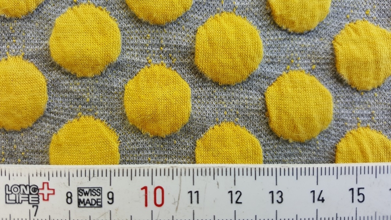 Steppstoff 3D Tupfen grau-melange/gelb