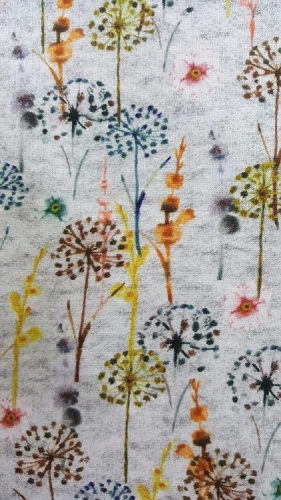 Alpenfleece Pusteblume Aquarell grau melange bunt