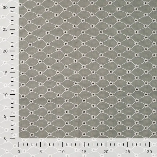 leichter Baumwoll-Stoff Loch-Stickerei hellbeige/khaki