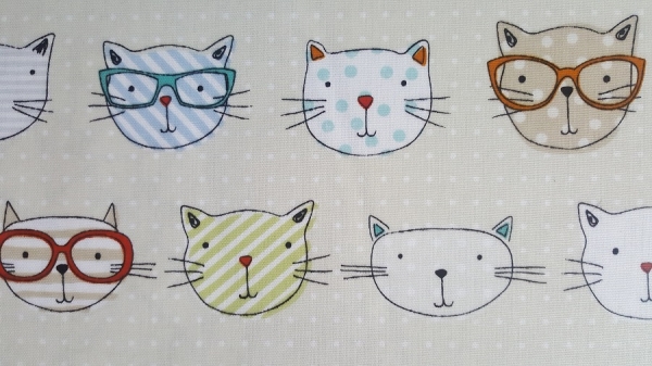 Katzen mit Brille, creme-helblau