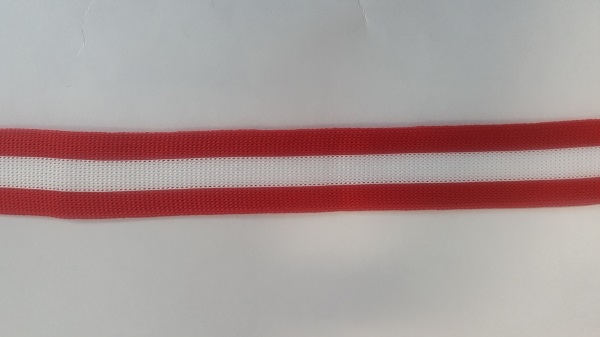 Streifenband, Zierband 25mm rot/weiss