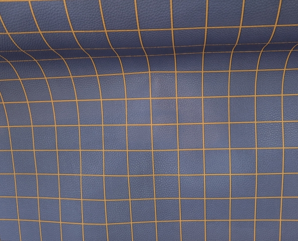 Kunstleder Happy Collection- blau/braun Karo