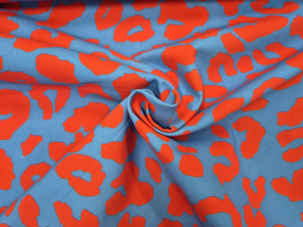 Canvas Baumwolle Leopard - rot/blau