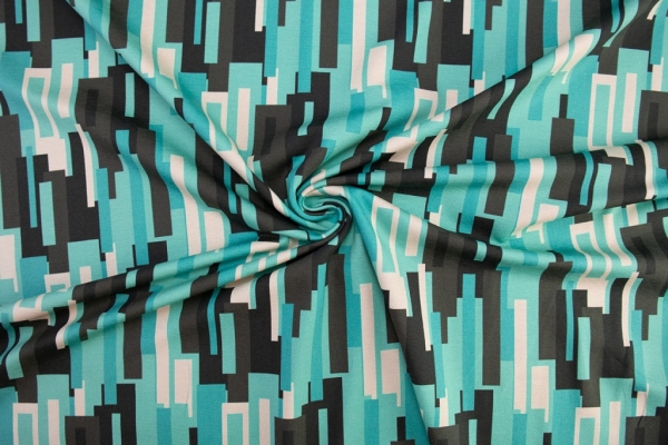Baumwolljersey Retro blau/schwarz