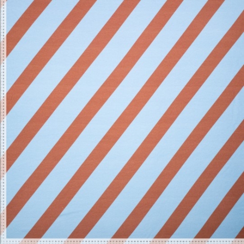 Knit co/ea french terry stripe hellblau/orangebraun