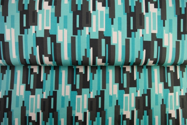 Baumwolljersey Retro blau/schwarz