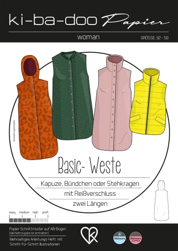 Basic Weste Damen | Größe 32-58 ki-ba-doo