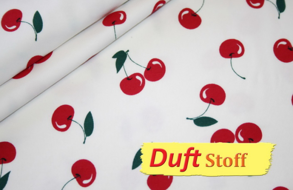 Jersey mit Duft Kirschen weiss/rot