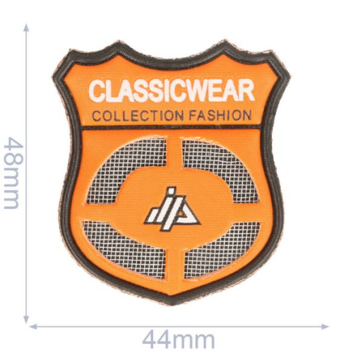 APPLIKATION LABEL CLASSICWEAR 44X48MM ORANGE