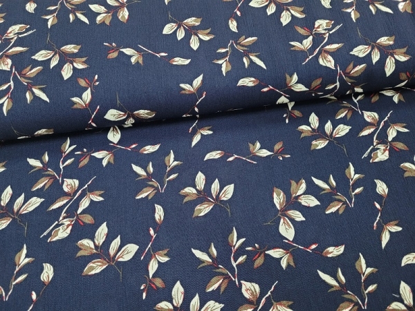 Viskose crepe flower navy