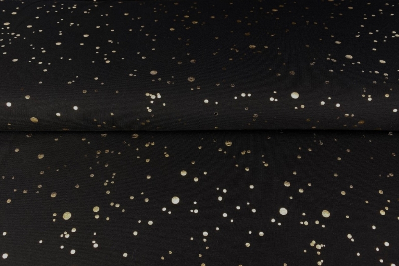 Jersey- Glitzer sparkle gold auf schwarz