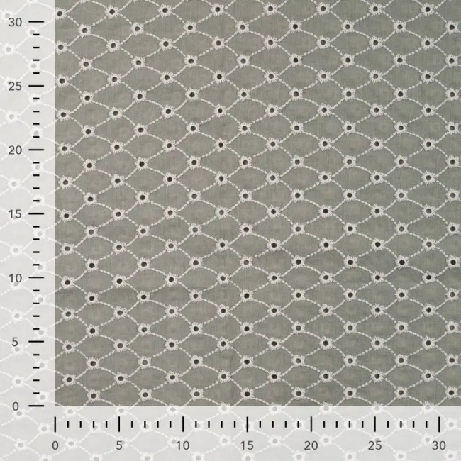 leichter Baumwoll-Stoff Loch-Stickerei hellbeige/khaki