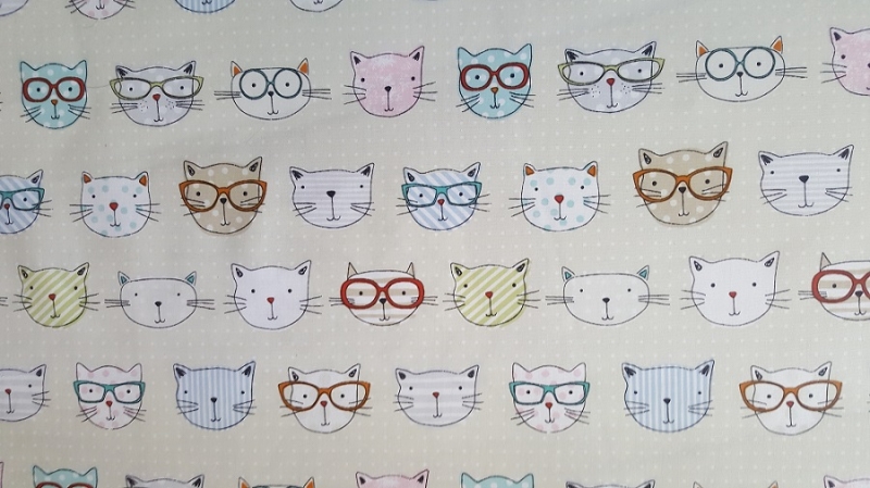 Katzen mit Brille, creme-helblau