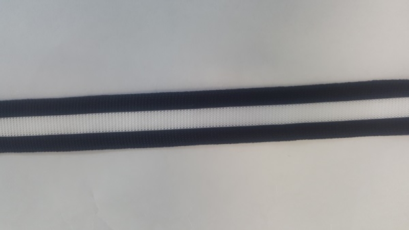Streifenband, Zierband 25mm marine/weiss