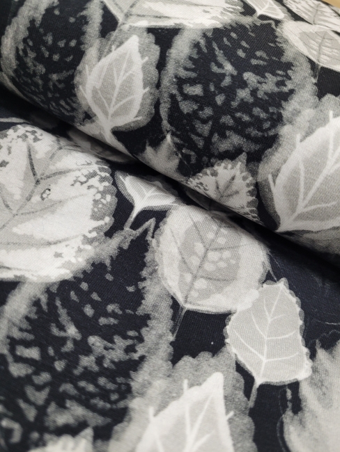 Baumwoll- Jersey- Blätter schwarz/ weiss