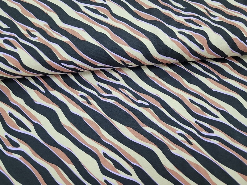 Zebra Jersey schwarz braun lila