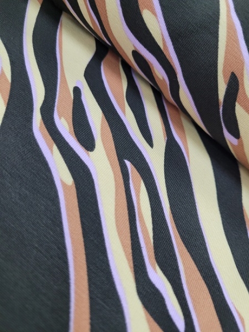 Zebra Jersey schwarz braun lila