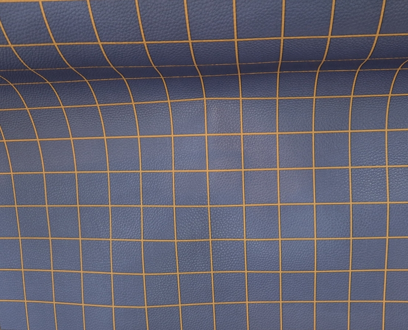 Kunstleder Happy Collection- blau/braun Karo