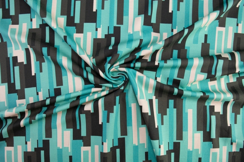 Baumwolljersey Retro blau/schwarz