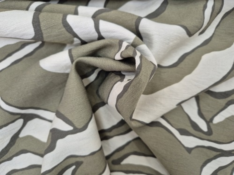 Viscose Nylon weiss/khaki Zebra gestreift