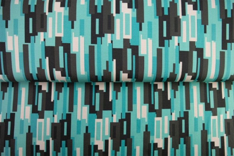 Baumwolljersey Retro blau/schwarz