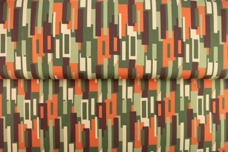 Baumwolljersey Retro braun/orange/grün