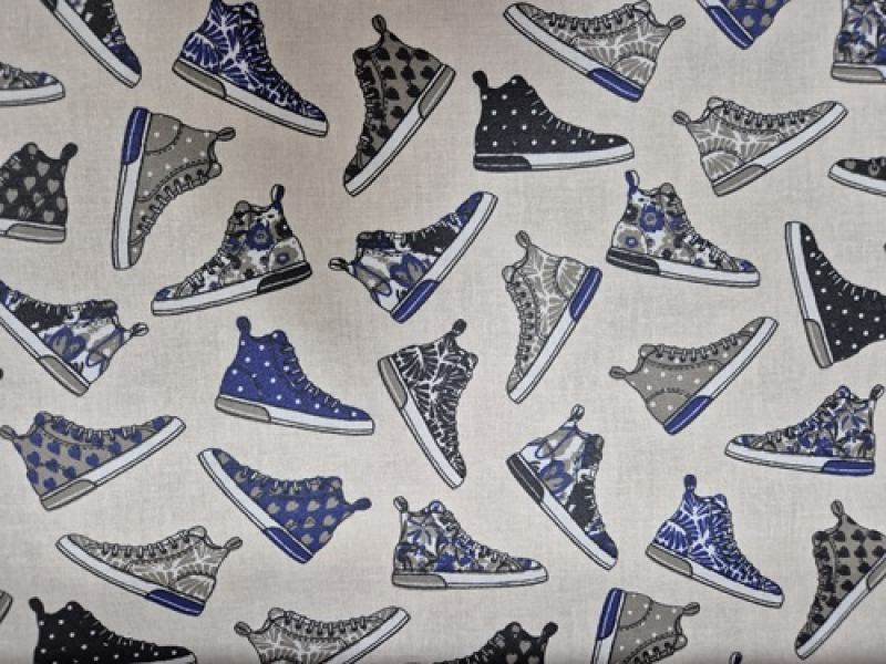 Baumwollstoff beschichtet Chucks black&blue