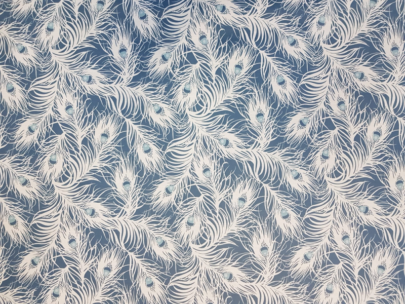 Pfauenfedern Blau Weiss von Clarke & Clarke Wachstuch