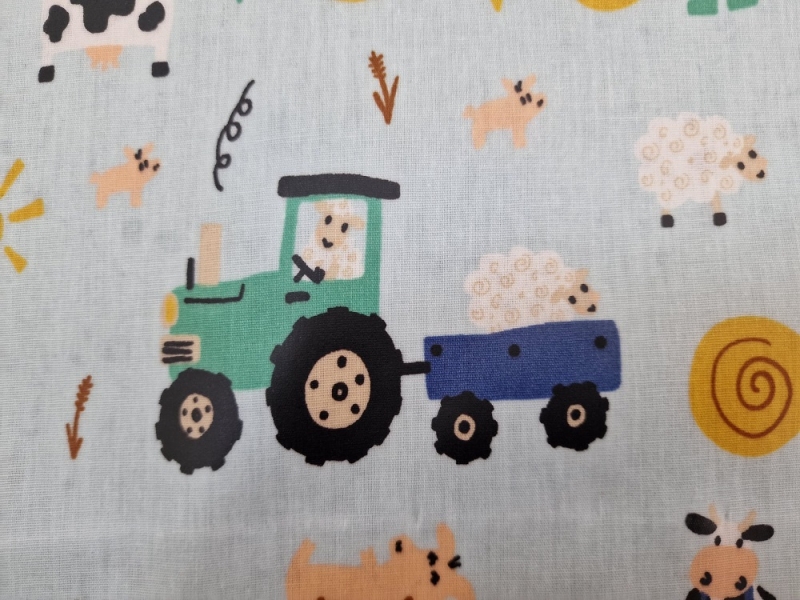 Wachstuch Traktor Tiere