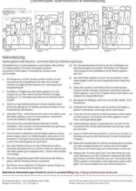 Hoodie Emil - Papierschnittmuster Schnittmuster Berlin