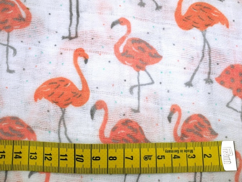 Musselin Stoff Flamingo Double Gauze