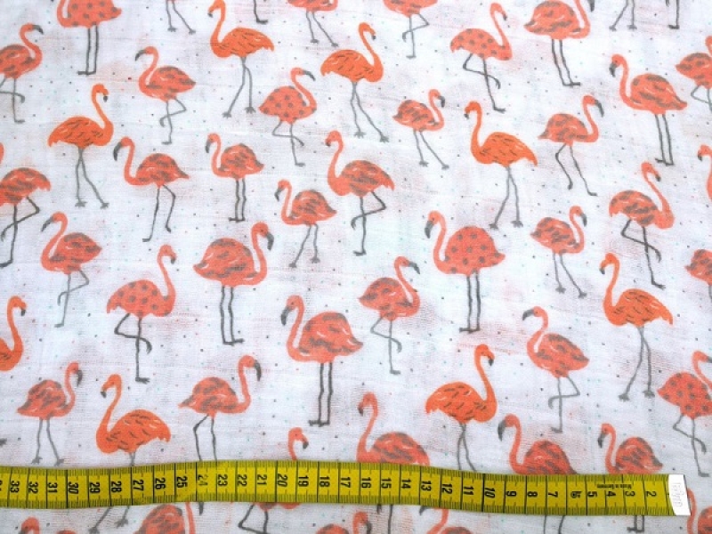 Musselin Stoff Flamingo Double Gauze