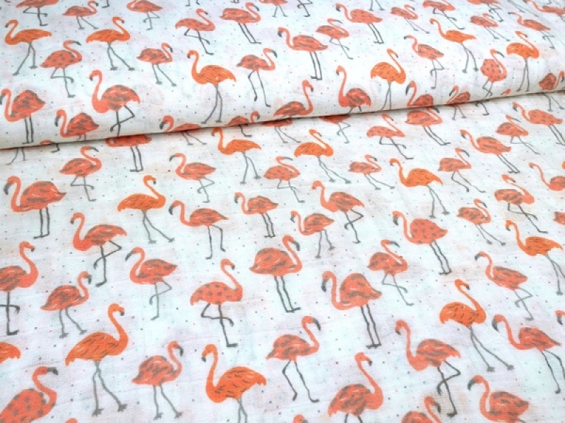 Musselin Stoff Flamingo Double Gauze