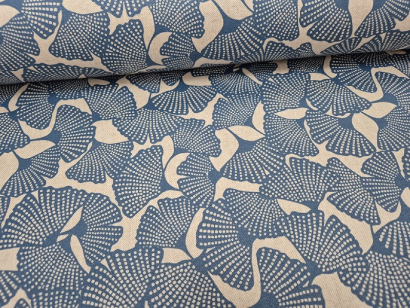 Canvas beschichtet - Ginkoblatt blau