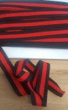 Streifenband, Zierband 25mm schwarz/rot