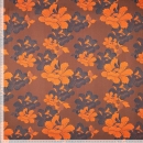 Woven vi silky satin Japanese flower orange