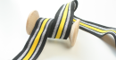Streifenband, Zierband 25mm schwarz - silber lurex- gelb