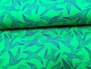 Baumwoll-Jersey grün mit Vogelmotiv geo